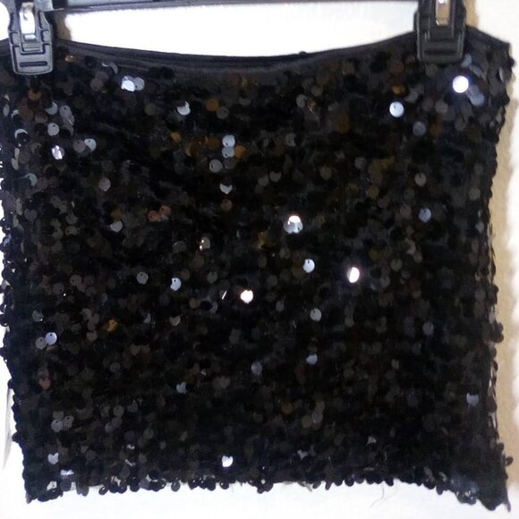 Forever 21 Jet Black Sequins Short Skirt NWT - Picture 8 of 13